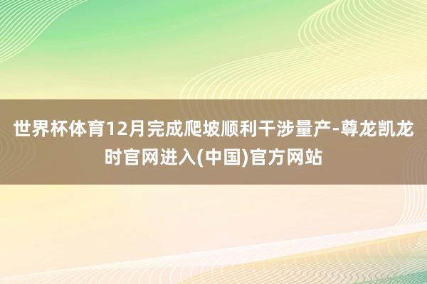 世界杯体育12月完成爬坡顺利干涉量产-尊龙凯龙时官网进入(中