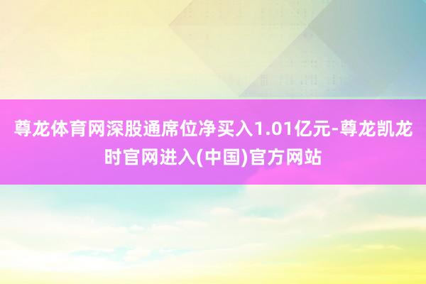 尊龙体育网深股通席位净买入1.01亿元-尊龙凯龙时官网进入(