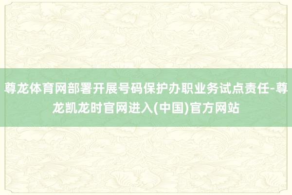 尊龙体育网部署开展号码保护办职业务试点责任-尊龙凯龙时官网进入(中国)官方网站