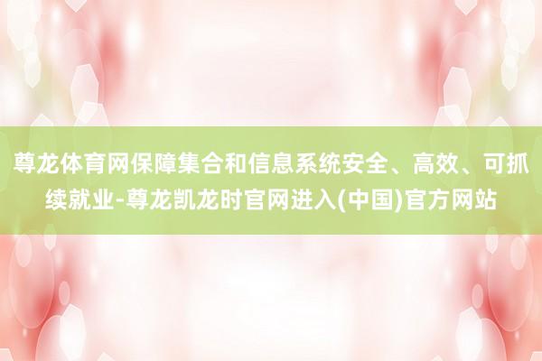 尊龙体育网保障集合和信息系统安全、高效、可抓续就业-尊龙凯龙时官网进入(中国)官方网站