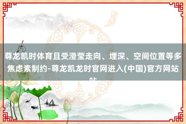 尊龙凯时体育且受澄莹走向、埋深、空间位置等多焦虑素制约-尊龙