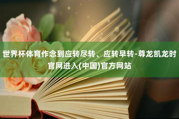 世界杯体育作念到应转尽转、应转早转-尊龙凯龙时官网进入(中国)官方网站