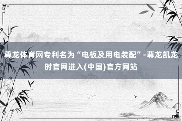 尊龙体育网专利名为“电板及用电装配”-尊龙凯龙时官网进入(中国)官方网站