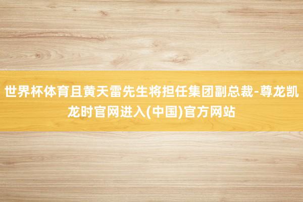 世界杯体育且黄天雷先生将担任集团副总裁-尊龙凯龙时官网进入(中国)官方网站