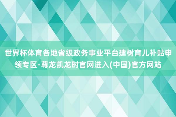 世界杯体育各地省级政务事业平台建树育儿补贴申领专区-尊龙凯龙时官网进入(中国)官方网站