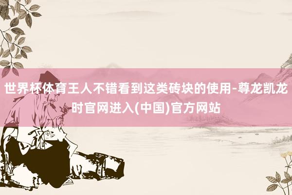 世界杯体育王人不错看到这类砖块的使用-尊龙凯龙时官网进入(中