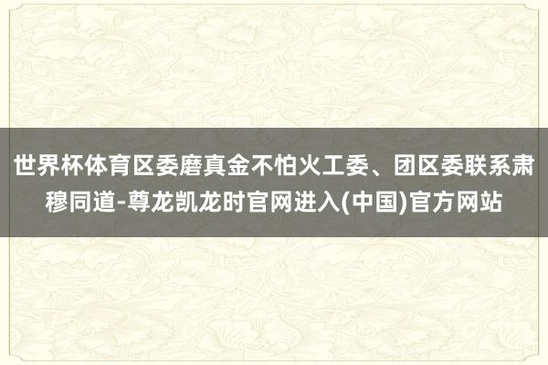 世界杯体育区委磨真金不怕火工委、团区委联系肃穆同道-尊龙凯龙时官网进入(中国)官方网站