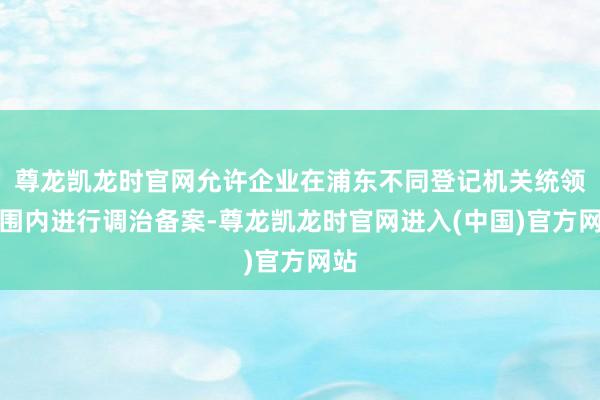 尊龙凯龙时官网允许企业在浦东不同登记机关统领范围内进行调治备案-尊龙凯龙时官网进入(中国)官方网站