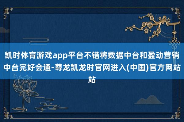 凯时体育游戏app平台不错将数据中台和盈动营销中台完好会通-尊龙凯龙时官网进入(中国)官方网站
