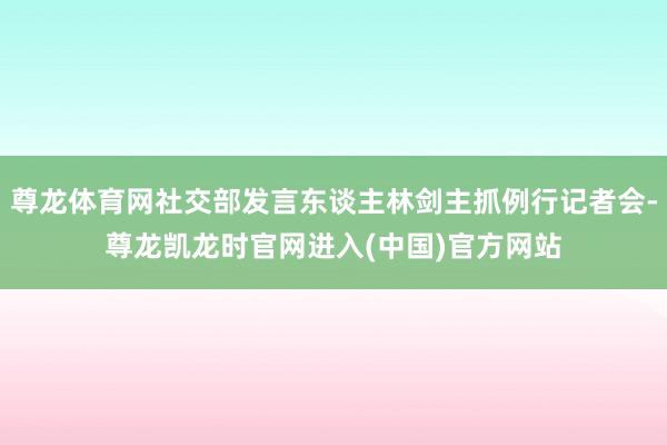 尊龙体育网社交部发言东谈主林剑主抓例行记者会-尊龙凯龙时官网进入(中国)官方网站